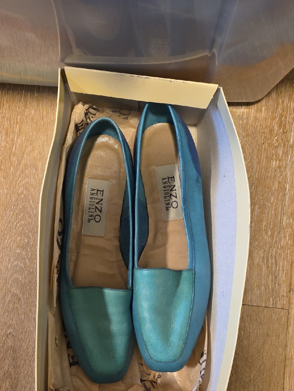 Vintage Enzo Angiolini Teal Leather Slip-On Flats 7M